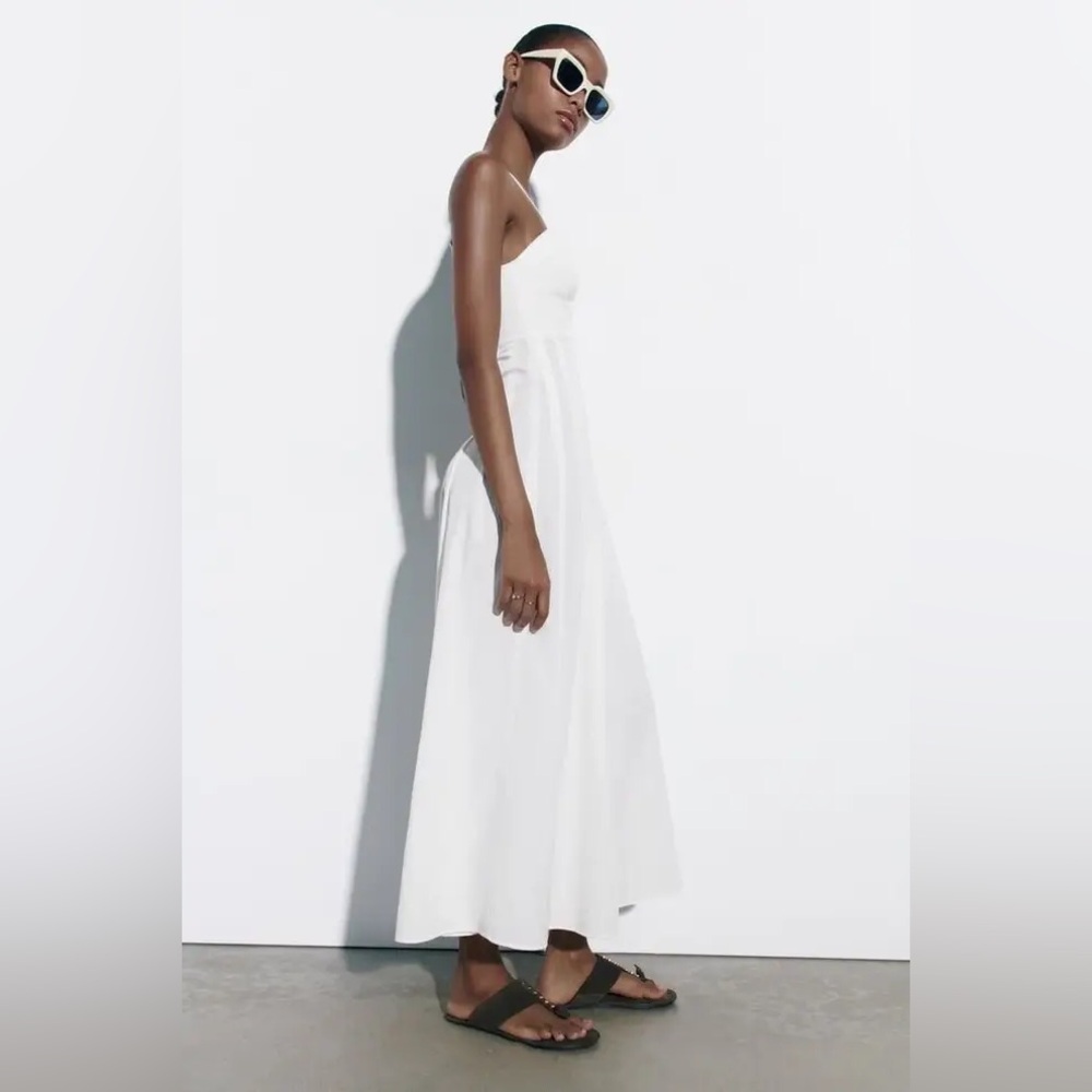 ZARA Dress Maxi Corset Style Bohemian White Summer Vacation - Picture 5 of 15